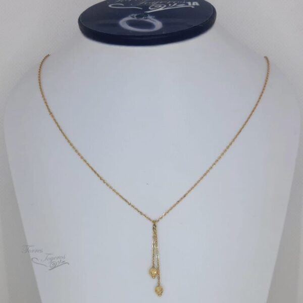 Cadena eslabones con dije 2 bolitas diamantadas